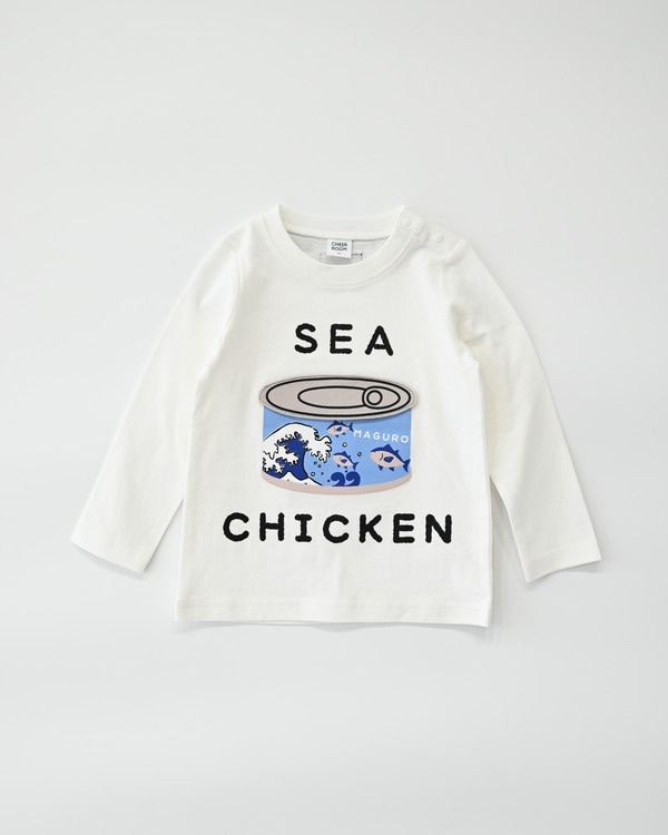 【チークルーム】ツナ缶 ロングTシャツ / オフホワイト 