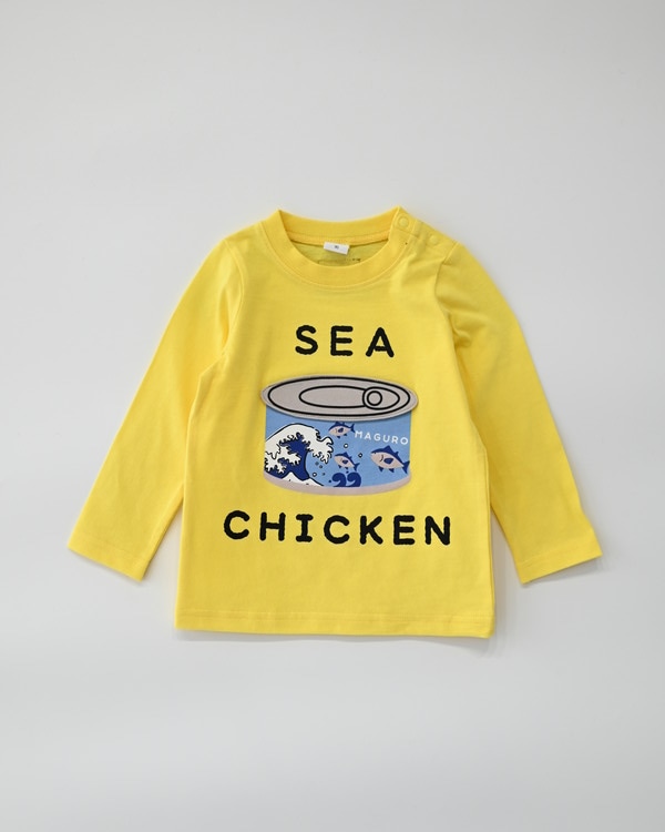 【チークルーム】ツナ缶 ロングTシャツ / イエロー 