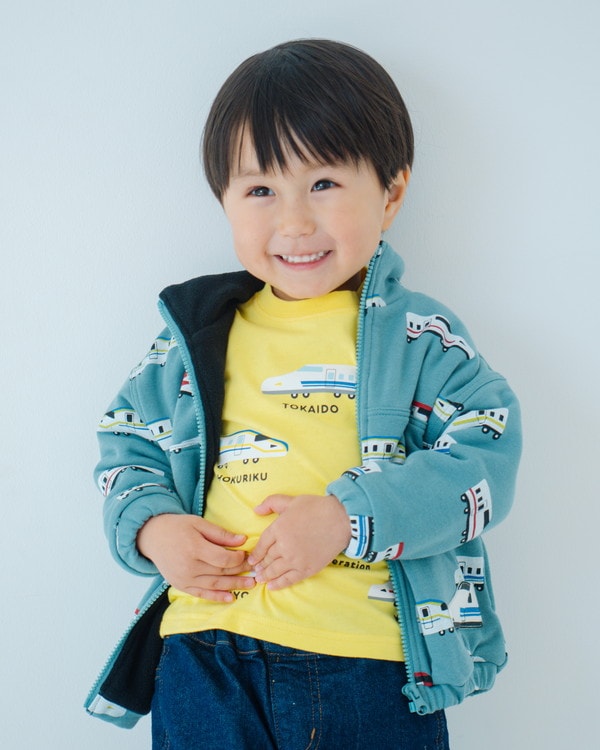 【チークルーム】新幹線いろいろ ロングTシャツ / イエロー 