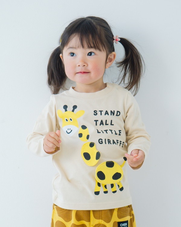 【チークルーム】きりん ロングTシャツ / アイボリー