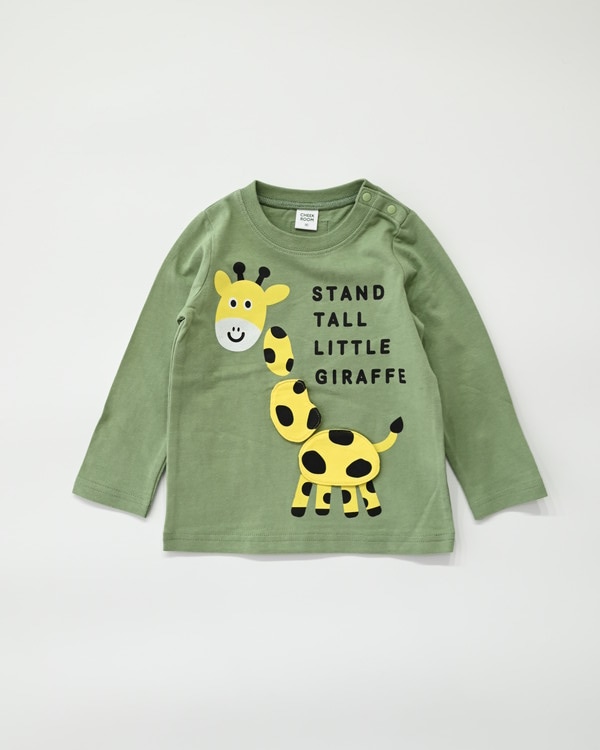 【チークルーム】きりん ロングTシャツ / オリーブ 