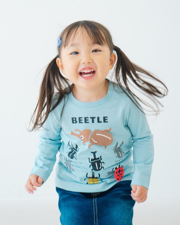 【チークルーム】クワガタカブト ロングTシャツ / ブルー 