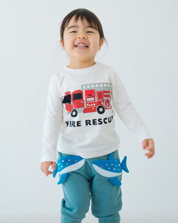 【チークルーム】消防車 ロングTシャツ / オフホワイト