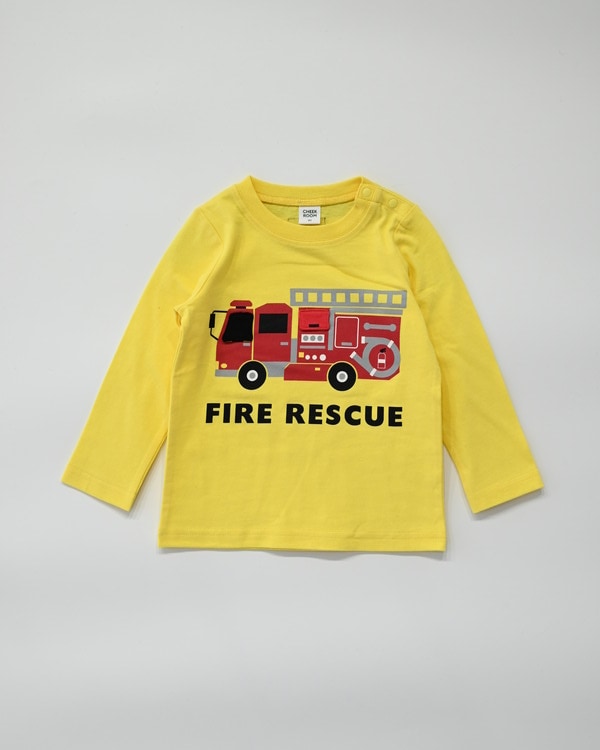 【チークルーム】消防車 ロングTシャツ / イエロー 