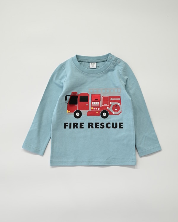 【チークルーム】消防車 ロングTシャツ / ブルー