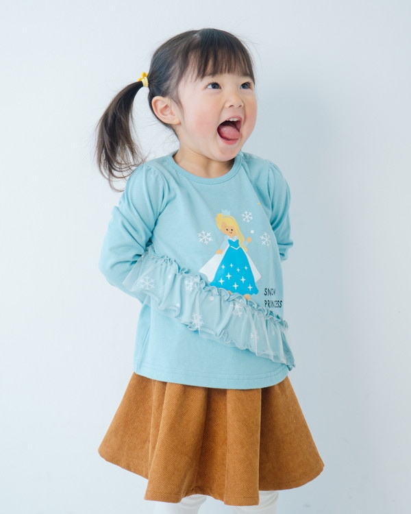 【チークルーム】お姫様フリル ロングTシャツ / ブルー 