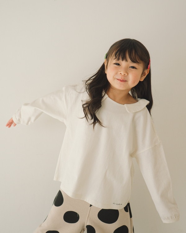 【ニコフラ】襟つき ロングTシャツ / オフホワイト