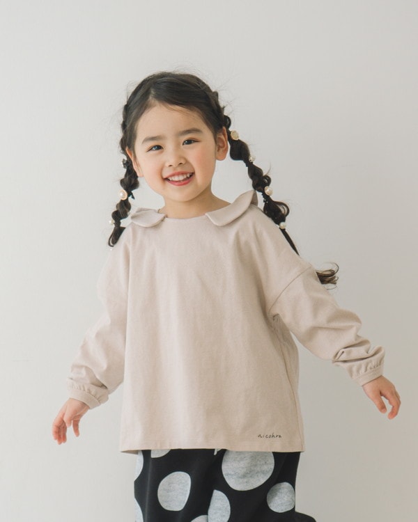【ニコフラ】襟つき ロングTシャツ / アイボリー