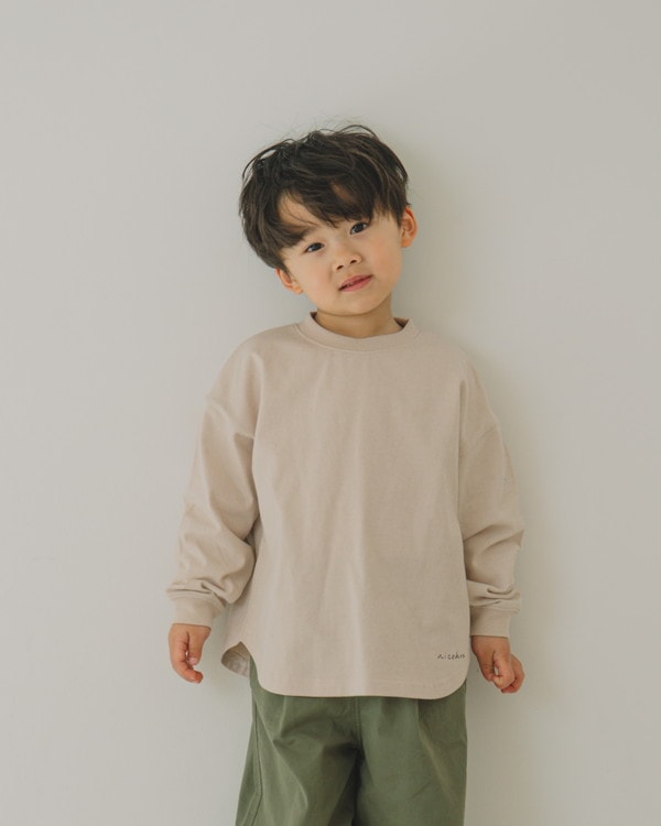 【ニコフラ】ラウンド ロングTシャツ / アイボリー 