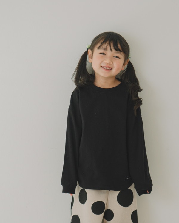 【ニコフラ】ラウンド ロングTシャツ / ブラック
