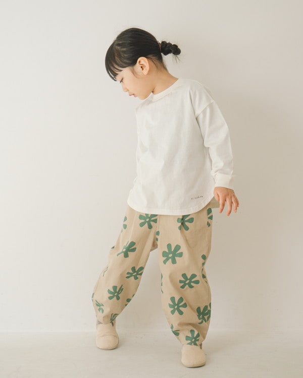 【ニコフラ】フラワーサーカス ロングパンツ / ベージュ (８月下旬頃入荷予定)