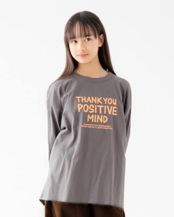 【フォブ】POSITIVE MIND L/S Tシャツ / チャコールグレー 