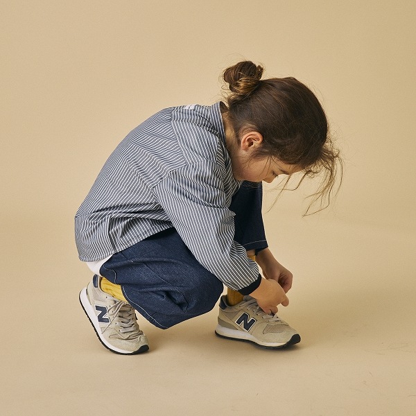 【25FW】ストライプマオカラーシャツ / ネイビー