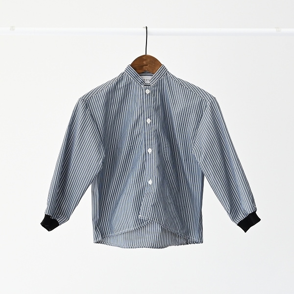 【25FW】ストライプマオカラーシャツ / ネイビー