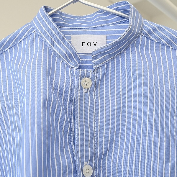 【25FW】ストライプマオカラーシャツ / ネイビー