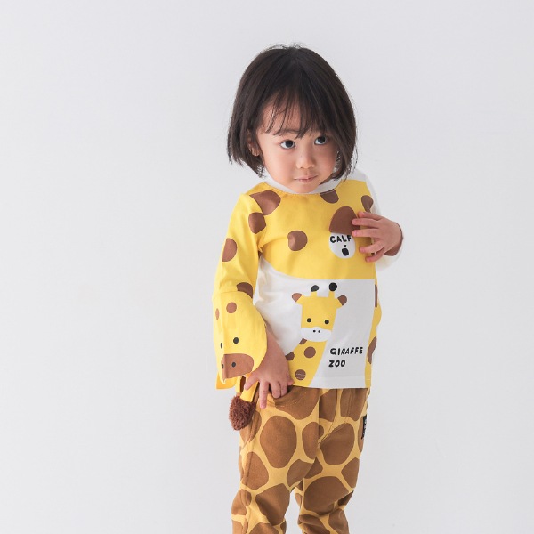 【25FW】きりんの親子 ロングTシャツ / オフホワイト