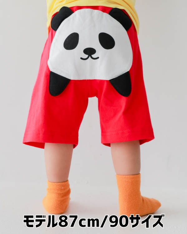 【チークルーム】パンダハーフパンツ / レッド