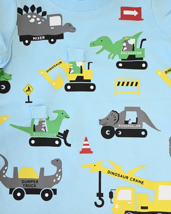 【チークルーム】恐竜の工事 Tシャツ / サックス