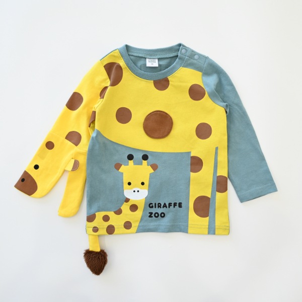 【25FW】きりんの親子 ロングＴシャツ / ブルー