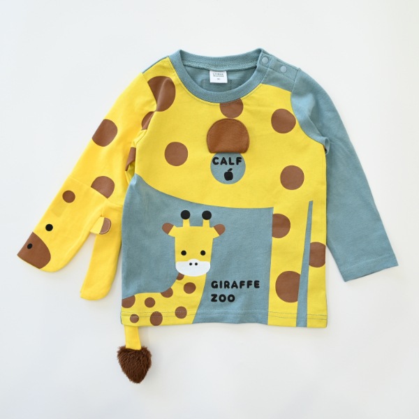 【25FW】きりんの親子 ロングＴシャツ / ブルー