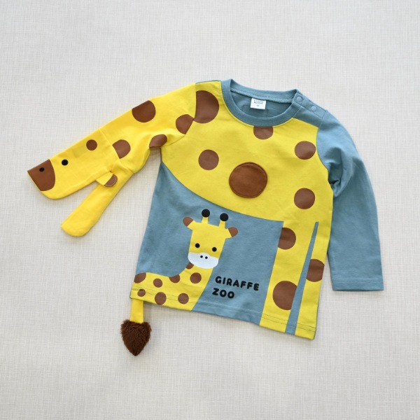 【25FW】きりんの親子 ロングＴシャツ / ブルー