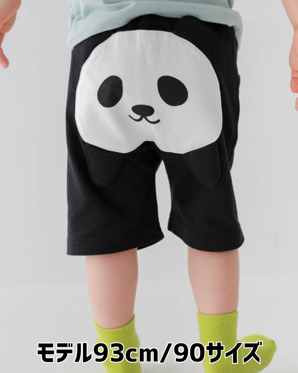 【チークルーム】パンダハーフパンツ / ブラック