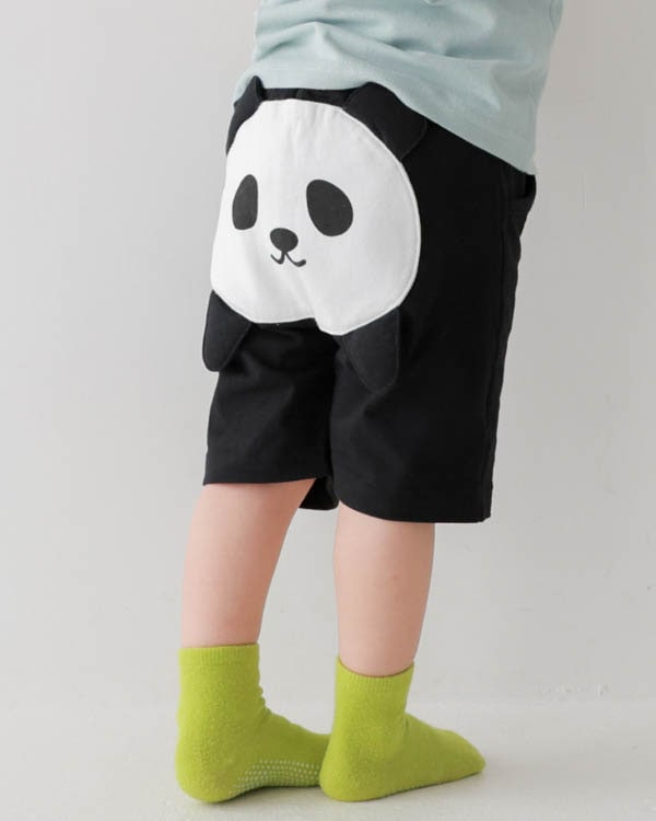 【チークルーム】パンダハーフパンツ / ブラック