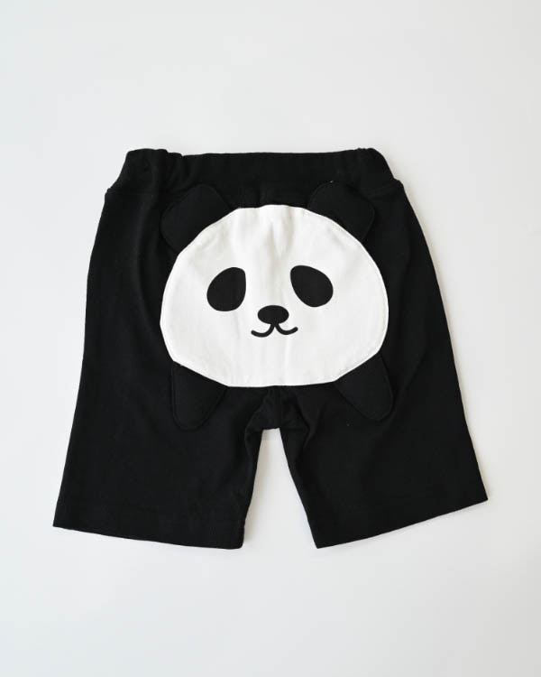 【チークルーム】パンダハーフパンツ / ブラック
