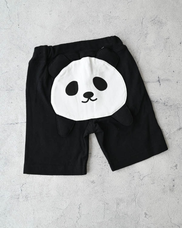【チークルーム】パンダハーフパンツ / ブラック