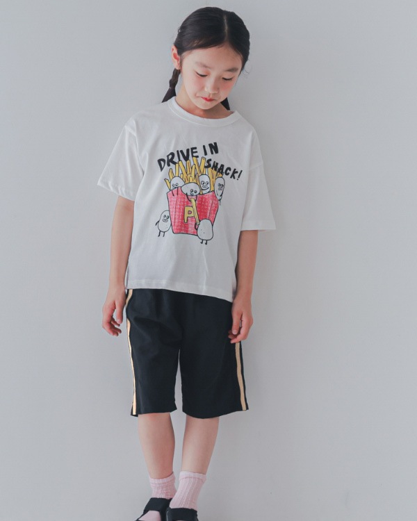 【26PS】ラインハーフパンツ / ブラック