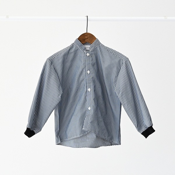 【25FW】ストライプマオカラーシャツ / ネイビー