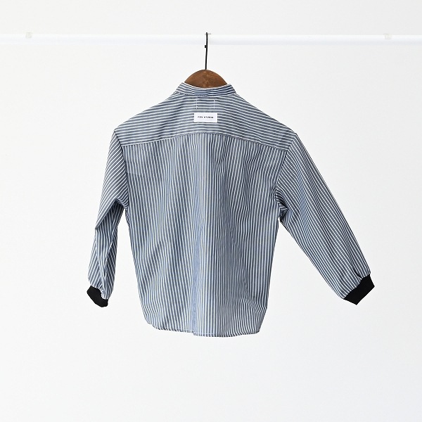【25FW】ストライプマオカラーシャツ / ネイビー