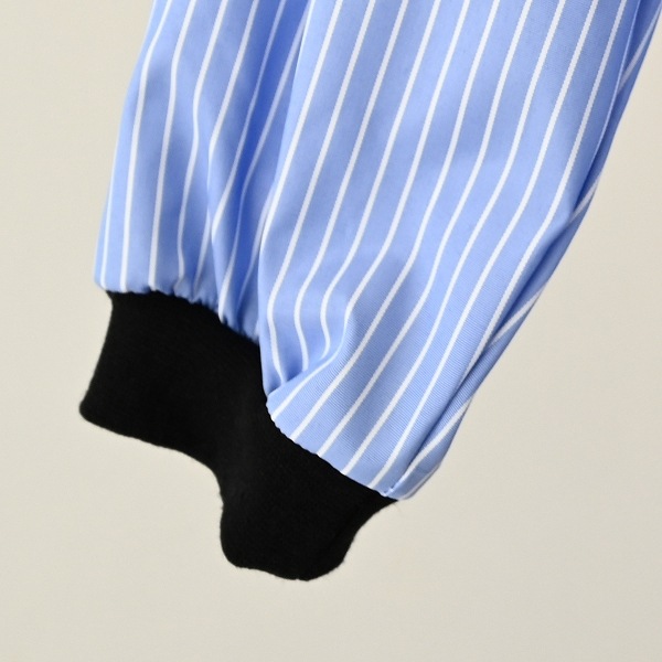 【25FW】ストライプマオカラーシャツ / ネイビー