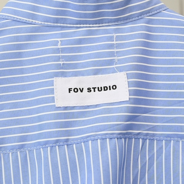 【25FW】ストライプマオカラーシャツ / ネイビー