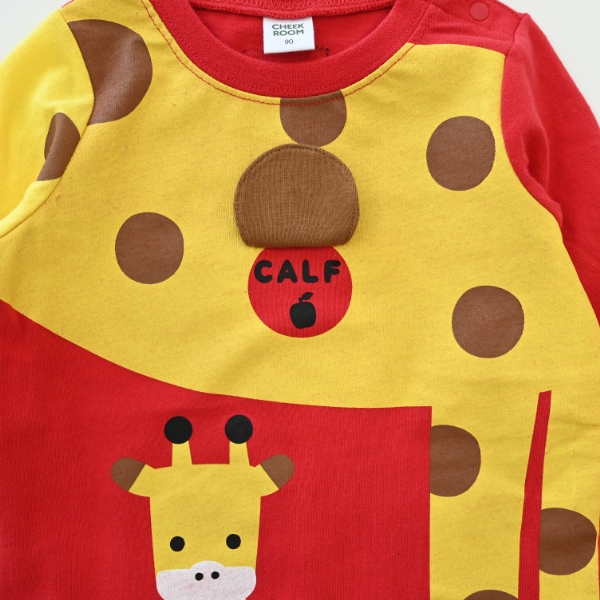【25FW】きりんの親子 ロングTシャツ / レッド