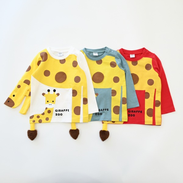 【25FW】きりんの親子 ロングTシャツ / レッド