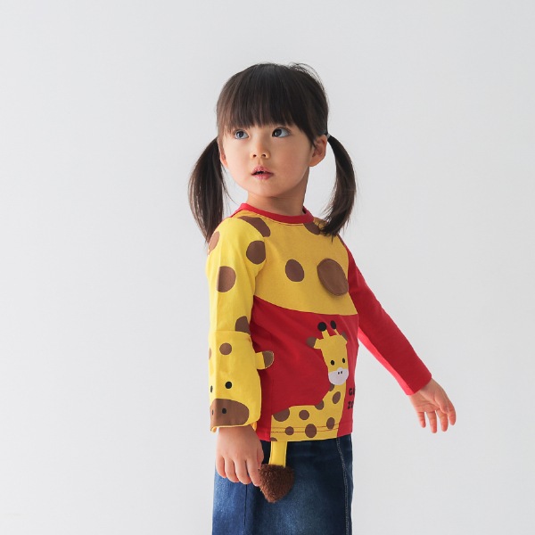 【25FW】きりんの親子 ロングTシャツ / レッド