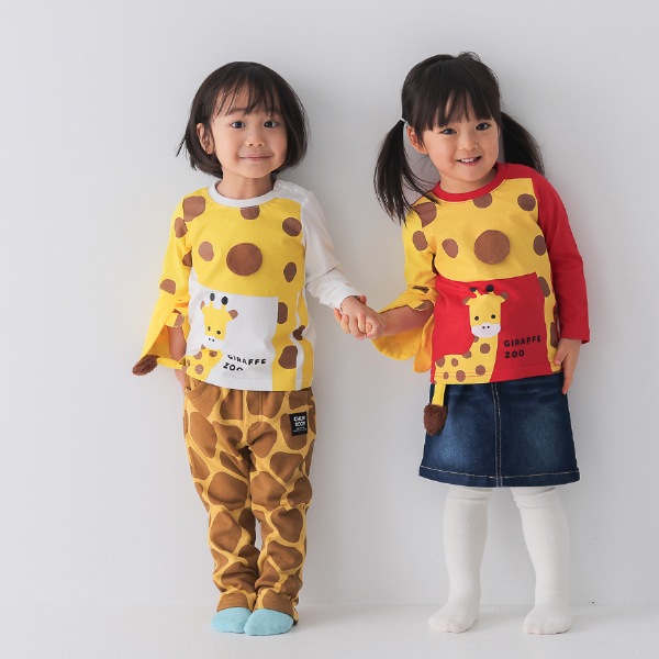 【25FW】きりんの親子 ロングTシャツ / レッド