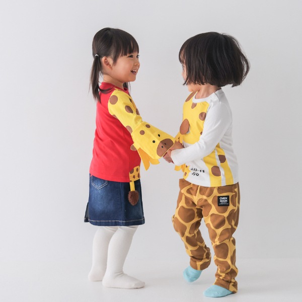 【25FW】きりんの親子 ロングTシャツ / レッド
