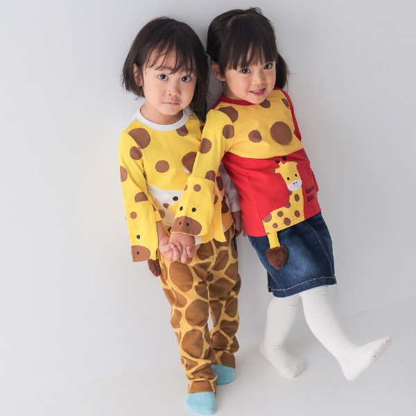 【25FW】きりんの親子 ロングTシャツ / レッド