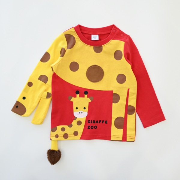 【25FW】きりんの親子 ロングTシャツ / レッド