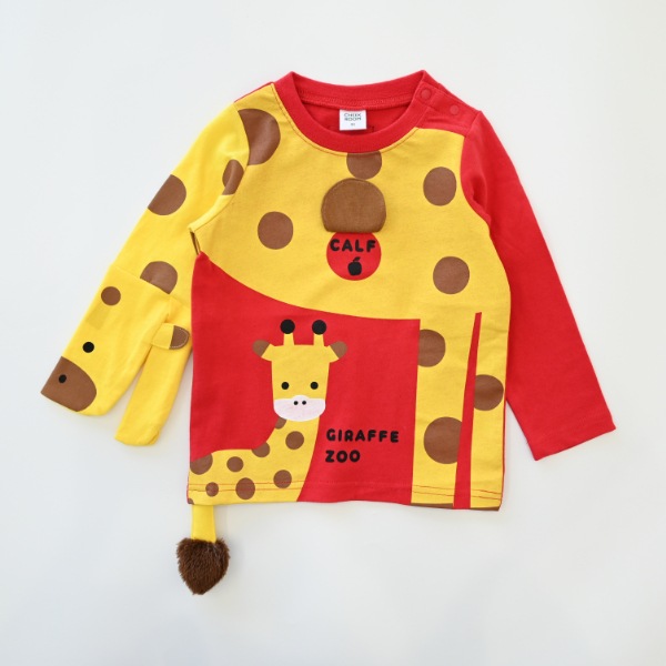 【25FW】きりんの親子 ロングTシャツ / レッド