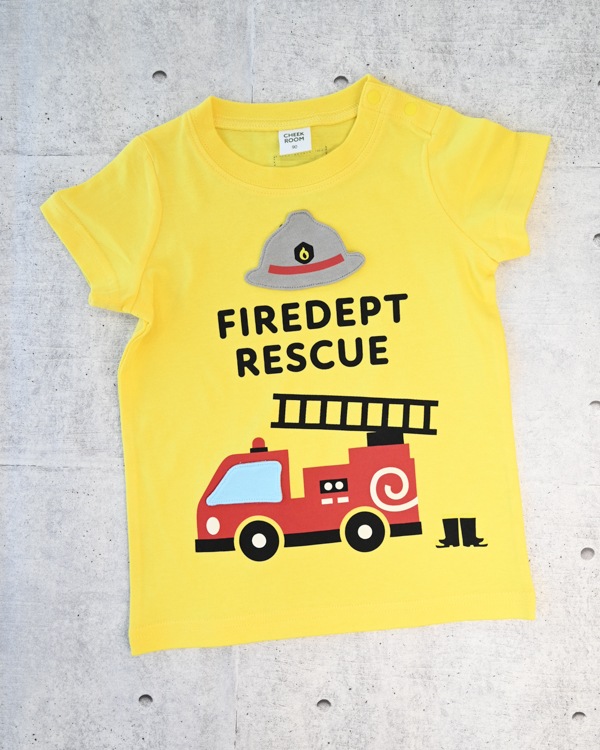 【チークルーム】消防車 Tシャツ / イエロー