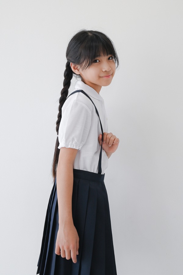 【定番】半袖ガールズ スクールポロシャツ / オフホワイト