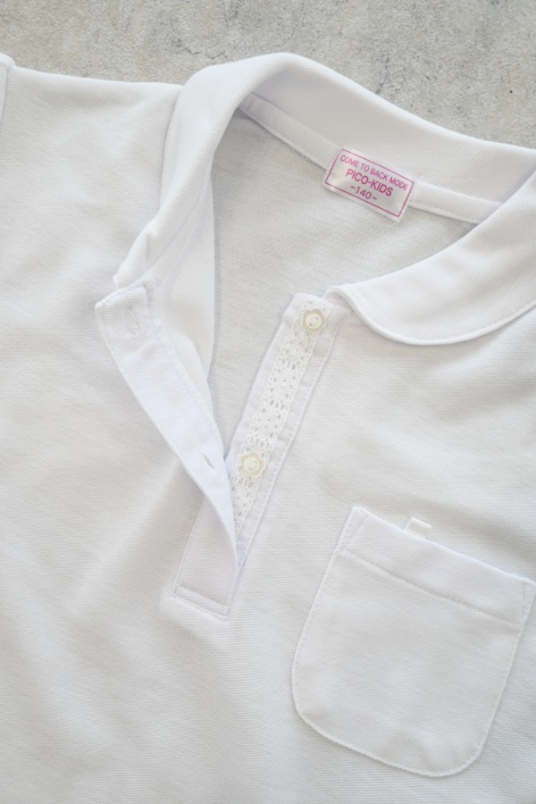 【定番】半袖ガールズ スクールポロシャツ / オフホワイト