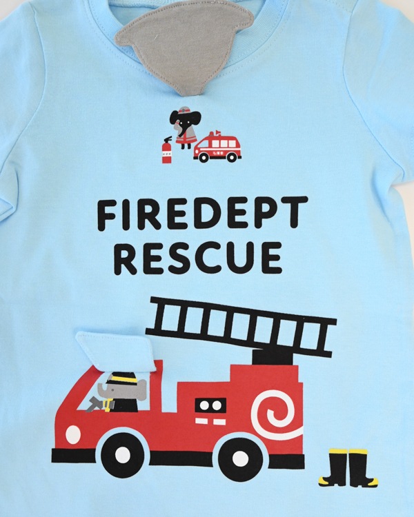 【チークルーム】消防車 Tシャツ / サックス