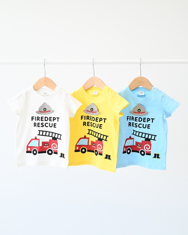 【チークルーム】消防車 Tシャツ / サックス