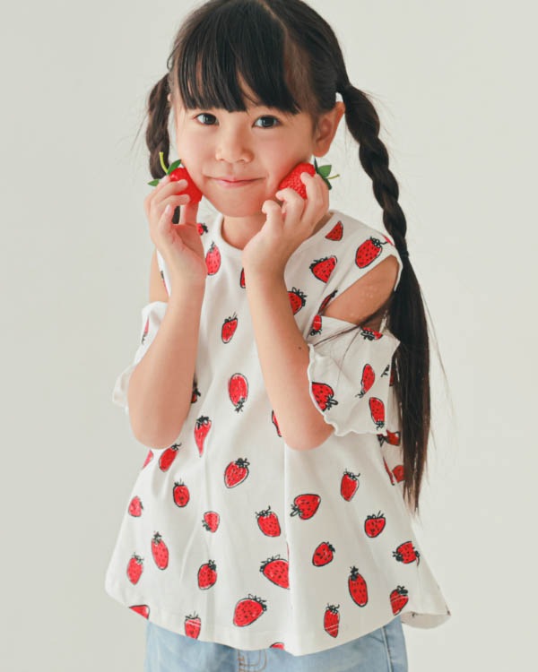 【26SS】いちごオフショルダー Tシャツ / オフホワイト