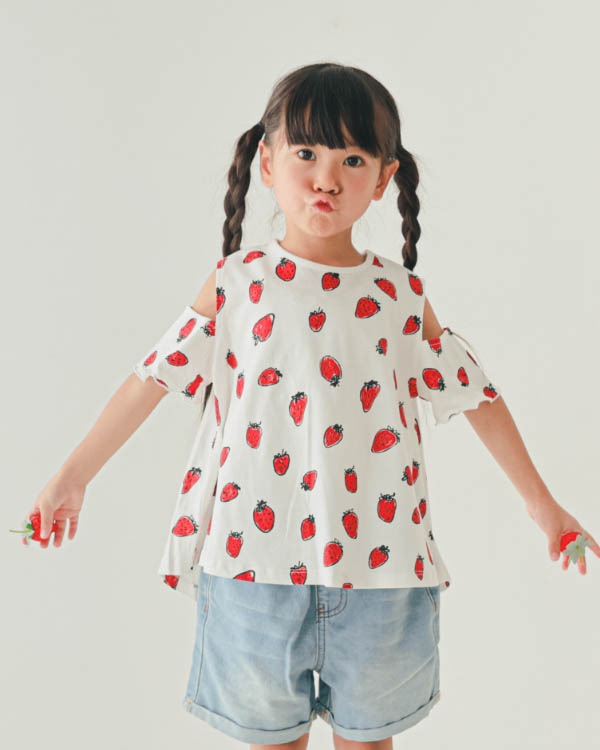 【26SS】いちごオフショルダー Tシャツ / オフホワイト