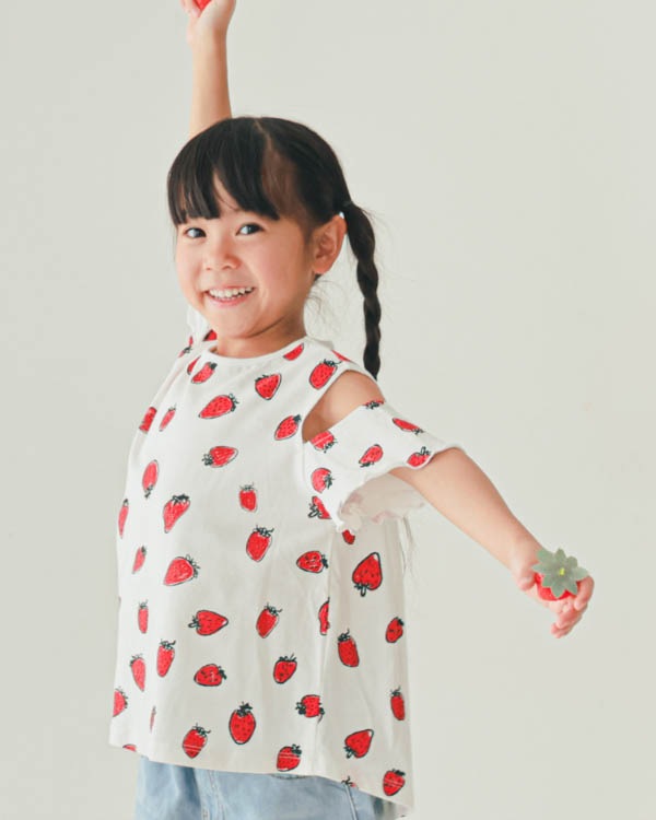 【26SS】いちごオフショルダー Tシャツ / オフホワイト
